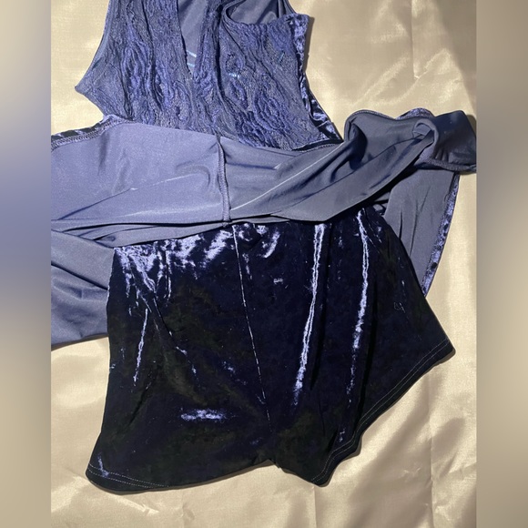 Revamped Dark Blue Velvet Dress - Picture 2 of 6